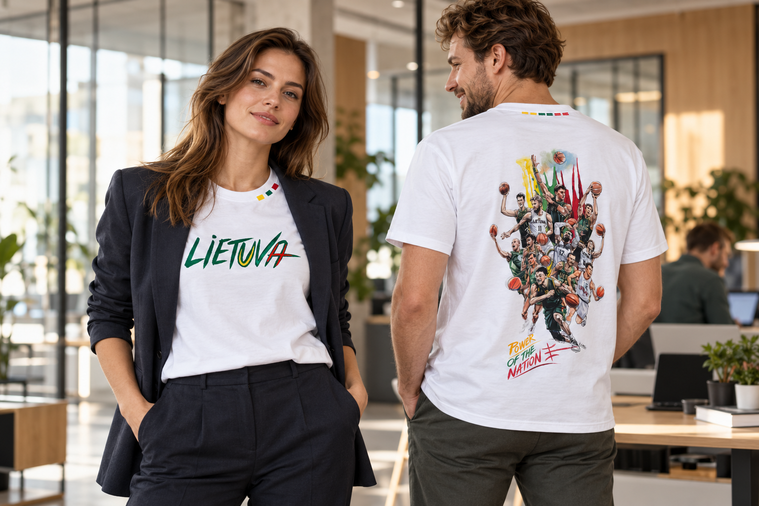 DROP 001 LIETUVA ir POWER OF THE NATION marškinėliai laisvesniame ofise